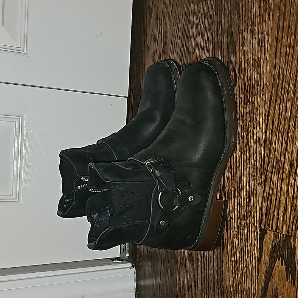 Harley Davidson 94300 Black Leather Engineer Side Zip Harness Riding Half Boot